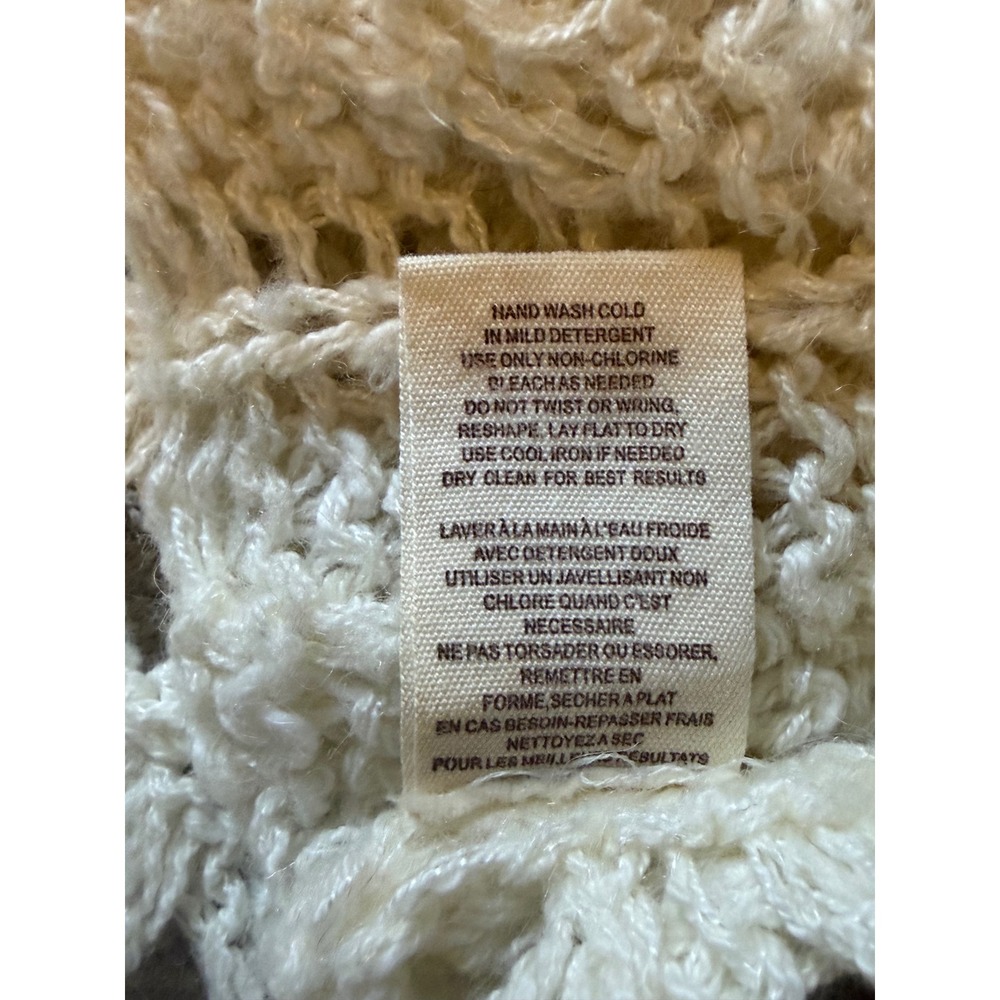 Free People Cream Cable Knit Sweater Ivory Boho Bell Sleeve Scoop Neck - Picture 9 of 10